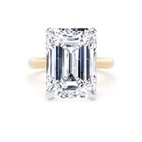 Goldsmiths 18ct Yellow Gold and Platinum 10.00cttw Emerald Cut Lab Grown Diamond Solitaire Engagement Ring - Ring Size F