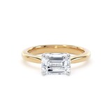 Goldsmiths 18ct Yellow Gold and Platinum 1.50cttw East-West Emerald Cut Lab Grown Diamond Solitaire Engagement Ring - Ring Size F.5