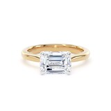 Goldsmiths 18ct Yellow Gold and Platinum 2.00cttw East-West Emerald Cut Lab Grown Diamond Solitaire Engagement Ring - Ring Size M