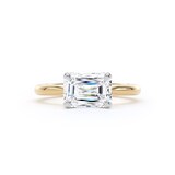 Goldsmiths 18ct Yellow Gold and Platinum 2.00cttw East-West Emerald Cut Lab Grown Diamond Solitaire Engagement Ring - Ring Size M