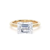 Goldsmiths 18ct Yellow Gold and Platinum 3.00cttw East-West Emerald Cut Lab Grown Diamond Solitaire Engagement Ring - Ring Size K