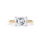 Goldsmiths 18ct Yellow Gold and Platinum 3.00cttw East-West Emerald Cut Lab Grown Diamond Solitaire Engagement Ring - Ring Size K