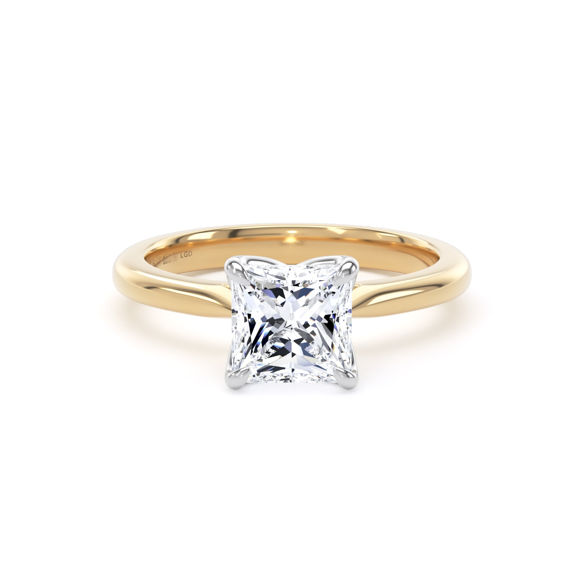 18ct Yellow Gold and Platinum 1.50cttw Princess Cut Lab Grown Diamond Solitaire Engagement Ring