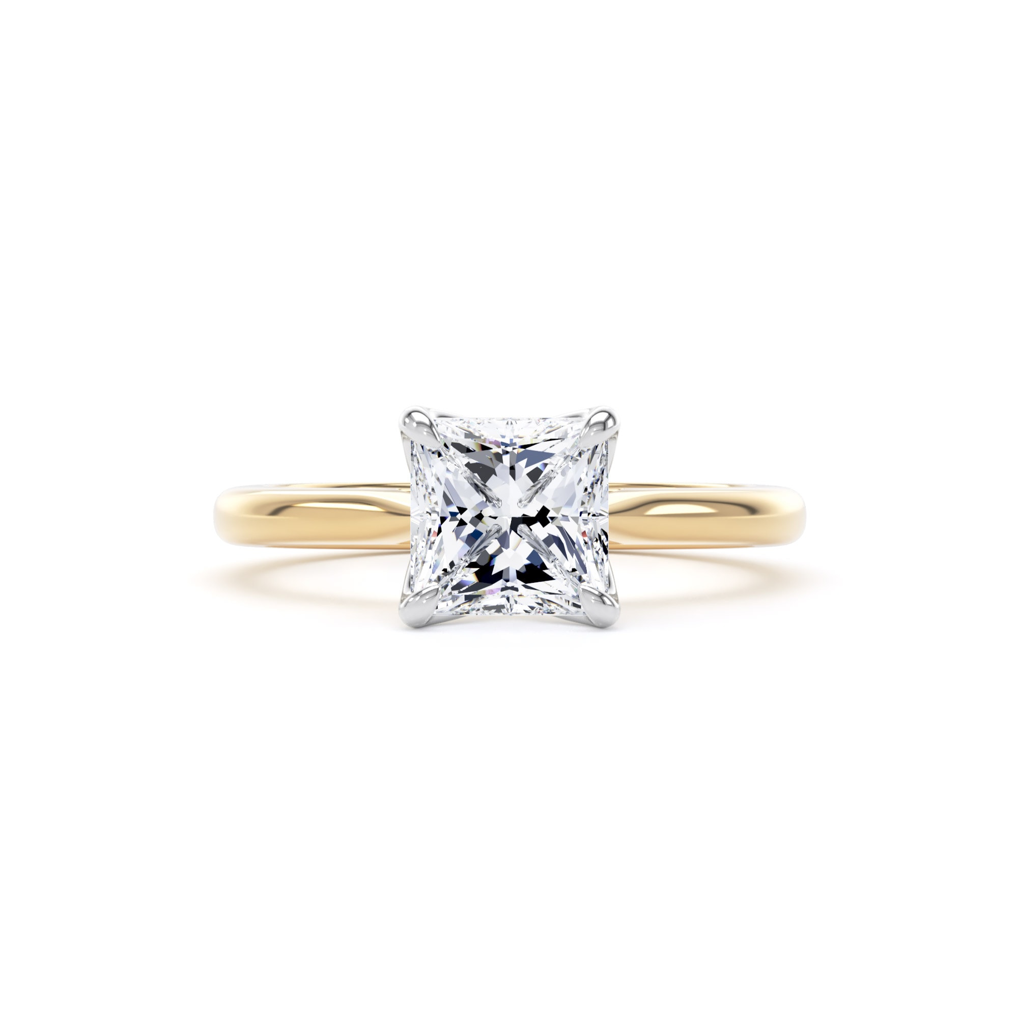 Goldsmiths 18ct Yellow Gold and Platinum 1.50cttw Princess Cut Lab Grown Diamond Solitaire Engagement Ring - Ring Size W.5 Goldsmiths 18ct Yellow Gold and Platinum 1.50cttw Princess Cut Lab Grown Diamond Solitaire Engagement Ring - Ring Size W.5