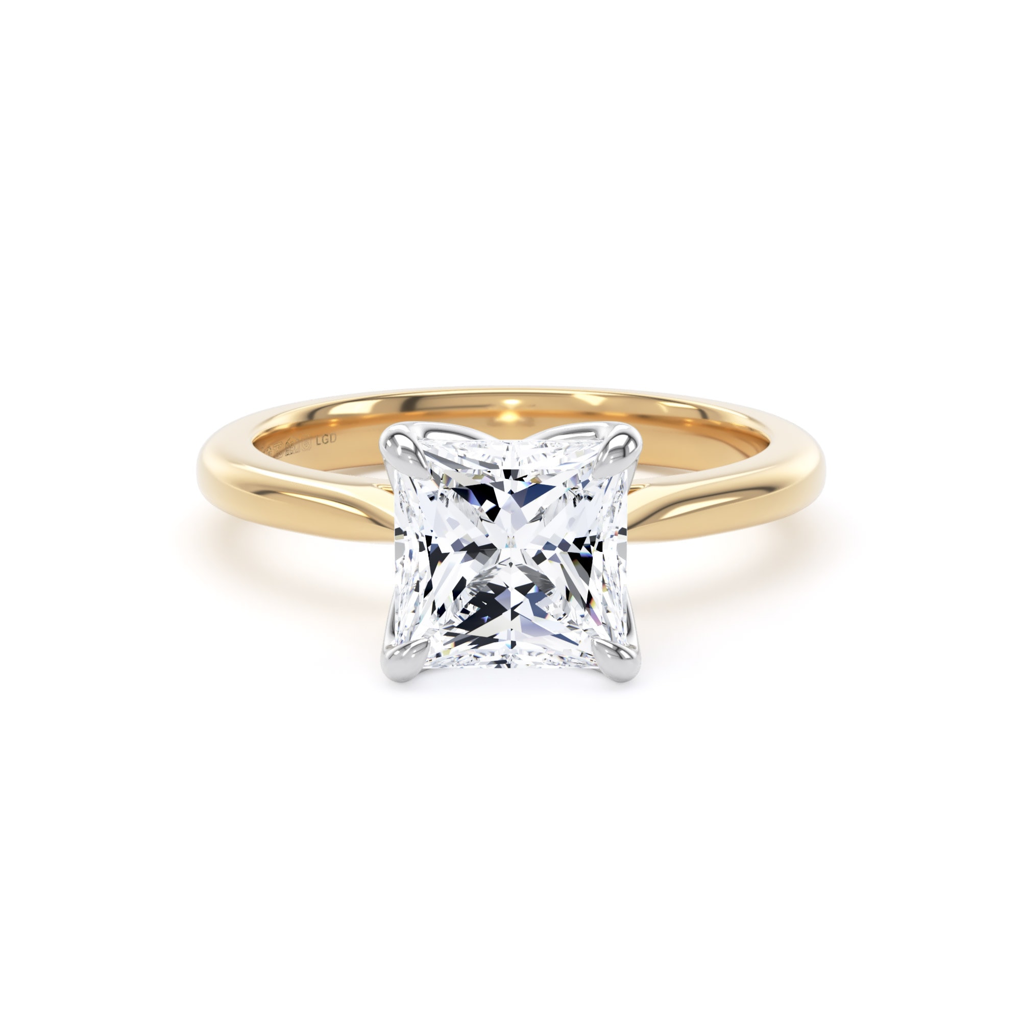 18ct Yellow Gold and Platinum 2.00cttw Princess Cut Lab Grown Diamond Solitaire Engagement Ring