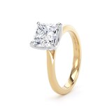 Goldsmiths 18ct Yellow Gold and Platinum 2.00cttw Princess Cut Lab Grown Diamond Solitaire Engagement Ring - Ring Size P.5
