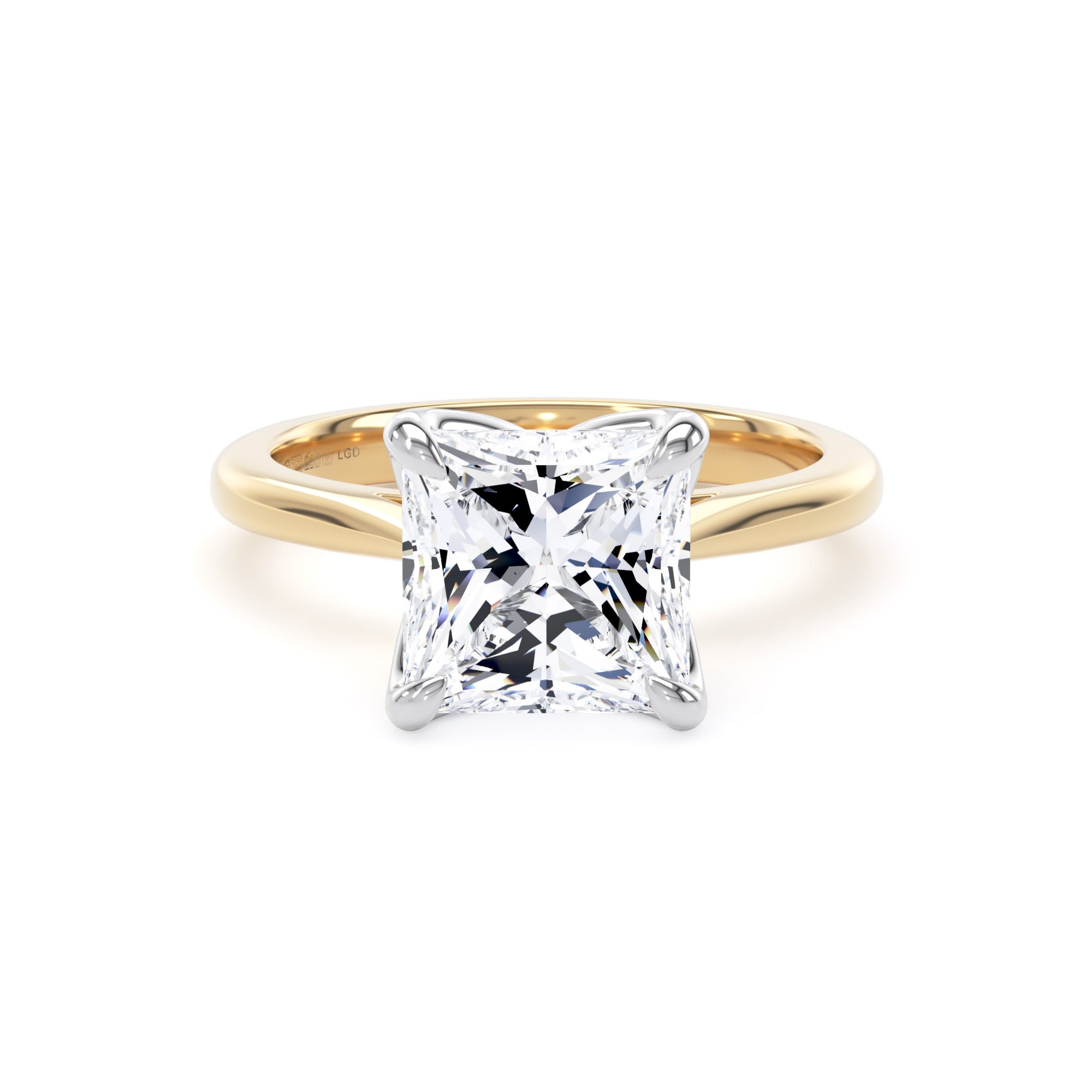 18ct Yellow Gold and Platinum 3.00cttw Princess Cut Lab Grown Diamond Solitaire Engagement Ring