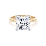 Goldsmiths 18ct Yellow Gold and Platinum 4.00cttw Princess Cut Lab Grown Diamond Solitaire Engagement Ring - Ring Size L