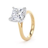 Goldsmiths 18ct Yellow Gold and Platinum 4.00cttw Princess Cut Lab Grown Diamond Solitaire Engagement Ring - Ring Size L