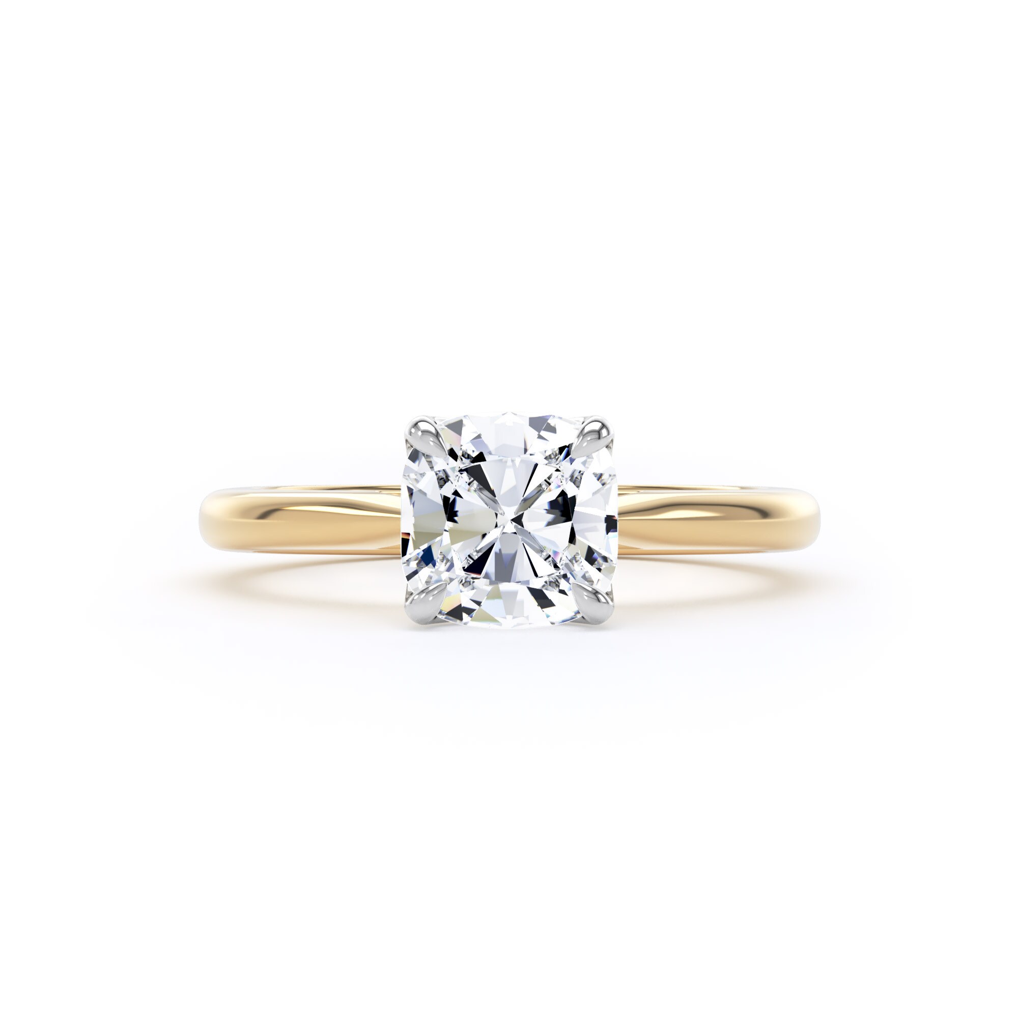 Goldsmiths 18ct Yellow Gold and Platinum 1.50cttw Cushion Cut Lab Grown Diamond Solitaire Engagement Ring - Ring Size O.5 Goldsmiths 18ct Yellow Gold and Platinum 1.50cttw Cushion Cut Lab Grown Diamond Solitaire Engagement Ring - Ring Size O.5