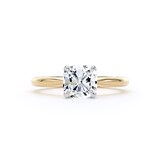 Goldsmiths 18ct Yellow Gold and Platinum 1.50cttw Cushion Cut Lab Grown Diamond Solitaire Engagement Ring - Ring Size P