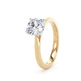 Goldsmiths 18ct Yellow Gold and Platinum 1.50cttw Cushion Cut Lab Grown Diamond Solitaire Engagement Ring - Ring Size P
