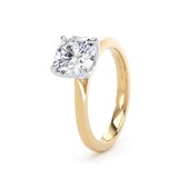Goldsmiths 18ct Yellow Gold and Platinum 2.00cttw Cushion Cut Lab Grown Diamond Solitaire Engagement Ring - Ring Size G