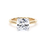 Goldsmiths 18ct Yellow Gold and Platinum 3.00cttw Cushion Cut Lab Grown Diamond Solitaire Engagement Ring - Ring Size F.5