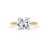 Goldsmiths 18ct Yellow Gold and Platinum 3.00cttw Cushion Cut Lab Grown Diamond Solitaire Engagement Ring - Ring Size F.5