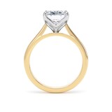 Goldsmiths 18ct Yellow Gold and Platinum 3.00cttw Cushion Cut Lab Grown Diamond Solitaire Engagement Ring - Ring Size F.5