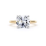 Goldsmiths 18ct Yellow Gold and Platinum 4.00cttw Cushion Cut Lab Grown Diamond Solitaire Engagement Ring - Ring Size L