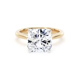 Goldsmiths 18ct Yellow Gold and Platinum 5.00cttw Cushion Cut Lab Grown Diamond Solitaire Engagement Ring - Ring Size N