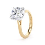 Goldsmiths 18ct Yellow Gold and Platinum 5.00cttw Cushion Cut Lab Grown Diamond Solitaire Engagement Ring - Ring Size N