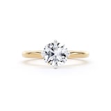 Goldsmiths 18ct Yellow Gold and Platinum Compass Set 1.50cttw Cushion Cut Lab Grown Diamond Solitaire Engagement Ring - Ring Size F.5