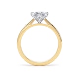 Goldsmiths 18ct Yellow Gold and Platinum Compass Set 1.50cttw Cushion Cut Lab Grown Diamond Solitaire Engagement Ring - Ring Size F.5