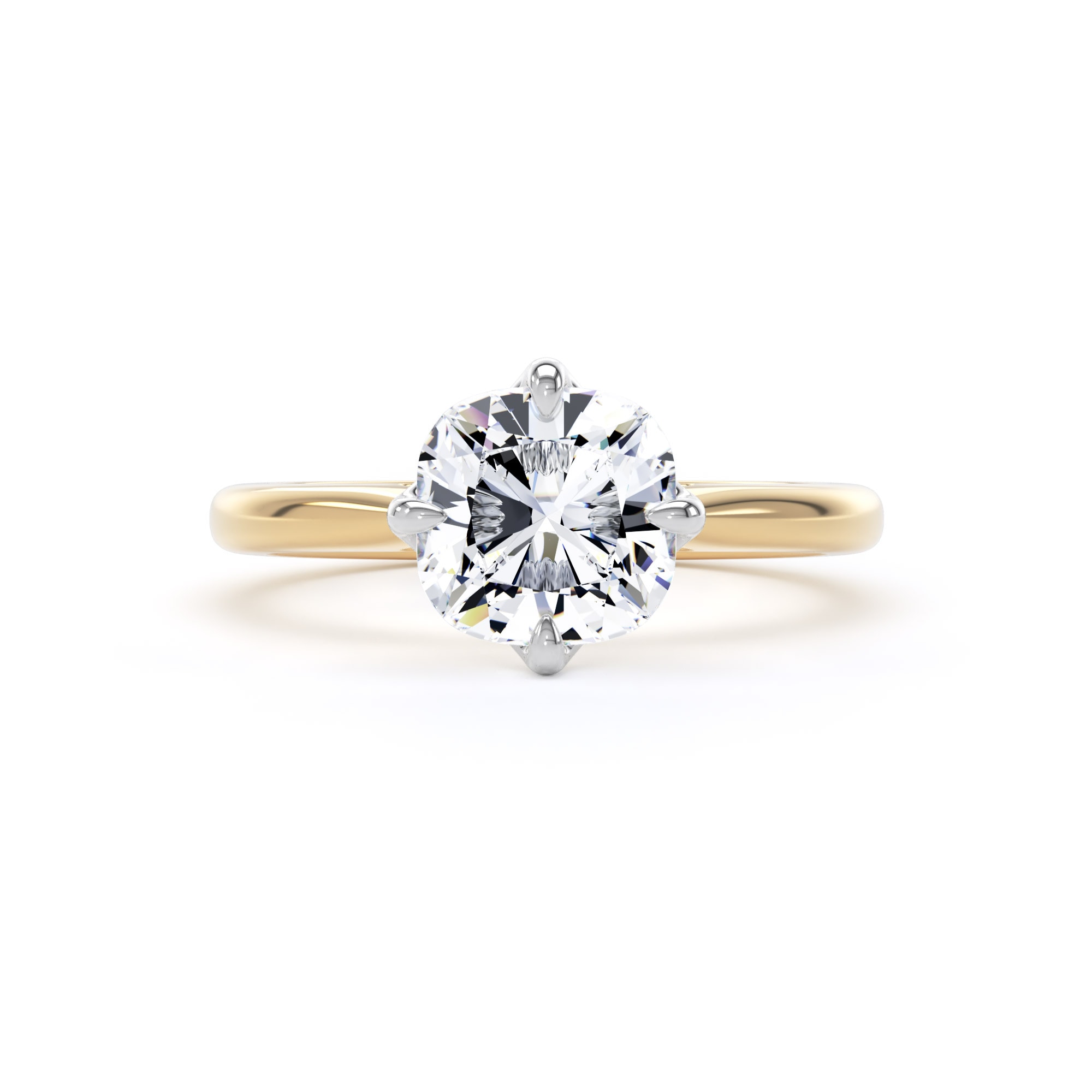Goldsmiths 18ct Yellow Gold and Platinum Compass Set 2.00cttw Cushion Cut Lab Grown Diamond Solitaire Engagement Ring - Ring Size O.5 Goldsmiths 18ct Yellow Gold and Platinum Compass Set 2.00cttw Cushion Cut Lab Grown Diamond Solitaire Engagement Ring - Ring Size O.5