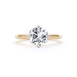 Goldsmiths 18ct Yellow Gold and Platinum Compass Set 2.00cttw Cushion Cut Lab Grown Diamond Solitaire Engagement Ring - Ring Size S