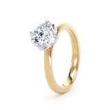 Goldsmiths 18ct Yellow Gold and Platinum Compass Set 2.00cttw Cushion Cut Lab Grown Diamond Solitaire Engagement Ring - Ring Size S