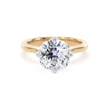 Goldsmiths 18ct Yellow Gold and Platinum Compass Set 3.00cttw Cushion Cut Lab Grown Diamond Solitaire Engagement Ring - Ring Size F.5