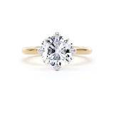 Goldsmiths 18ct Yellow Gold and Platinum Compass Set 3.00cttw Cushion Cut Lab Grown Diamond Solitaire Engagement Ring - Ring Size F.5