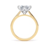 Goldsmiths 18ct Yellow Gold and Platinum Compass Set 3.00cttw Cushion Cut Lab Grown Diamond Solitaire Engagement Ring - Ring Size F.5