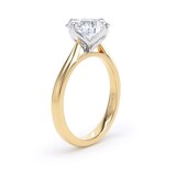 Goldsmiths 18ct Yellow Gold and Platinum Compass Set 3.00cttw Cushion Cut Lab Grown Diamond Solitaire Engagement Ring - Ring Size F.5