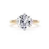 Goldsmiths 18ct Yellow Gold and Platinum Compass Set 4.00cttw Cushion Cut Lab Grown Diamond Solitaire Engagement Ring - Ring Size S