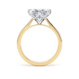 Goldsmiths 18ct Yellow Gold and Platinum Compass Set 4.00cttw Cushion Cut Lab Grown Diamond Solitaire Engagement Ring - Ring Size S