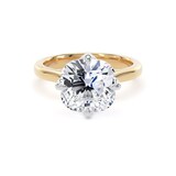 Goldsmiths 18ct Yellow Gold and Platinum Compass Set 5.00cttw Cushion Cut Lab Grown Diamond Solitaire Engagement Ring - Ring Size H.5