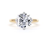 Goldsmiths 18ct Yellow Gold and Platinum Compass Set 5.00cttw Cushion Cut Lab Grown Diamond Solitaire Engagement Ring - Ring Size H.5