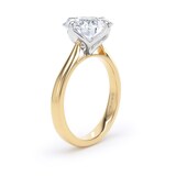 Goldsmiths 18ct Yellow Gold and Platinum Compass Set 5.00cttw Cushion Cut Lab Grown Diamond Solitaire Engagement Ring - Ring Size H.5