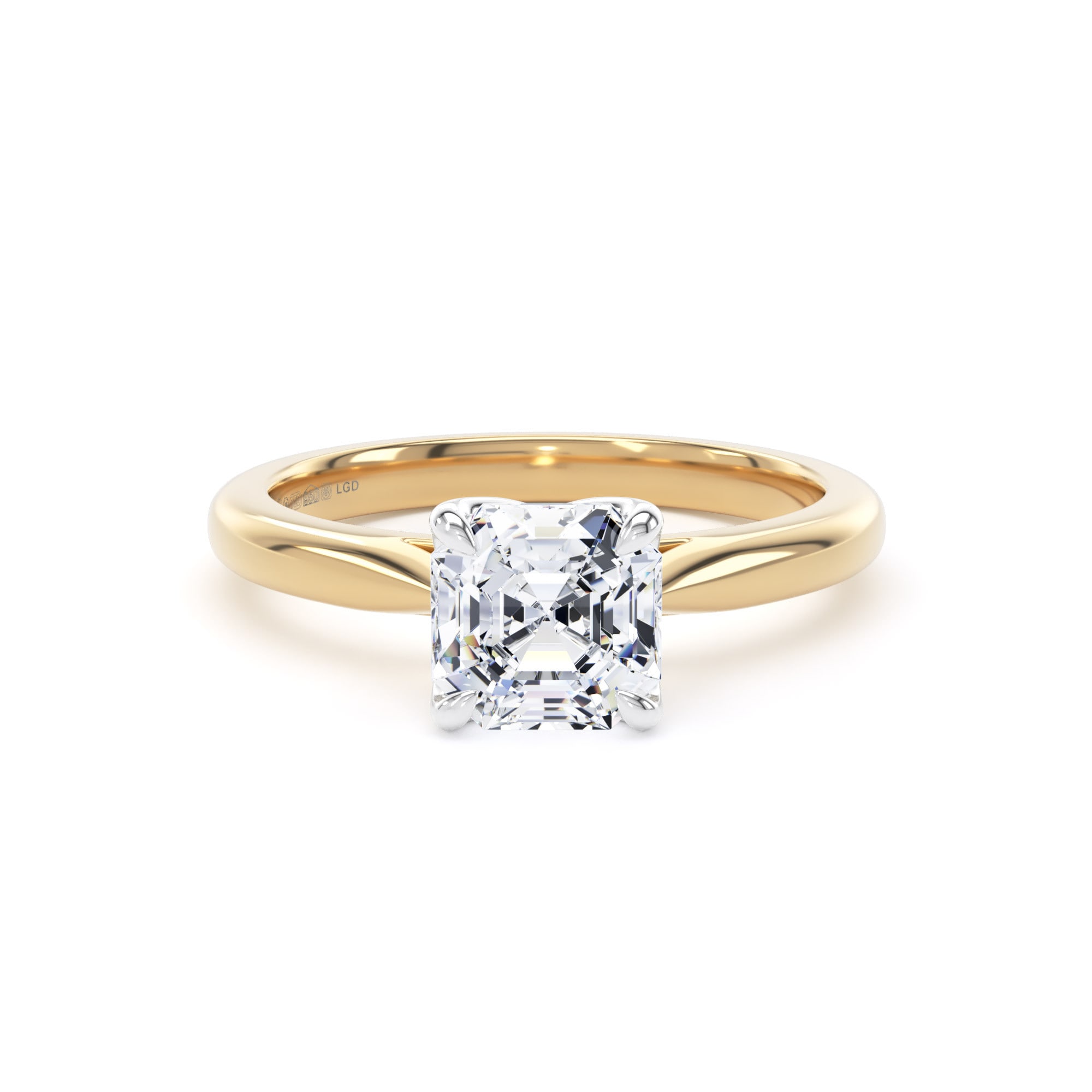 18ct Yellow Gold and Platinum 1.50cttw Asscher Cut Lab Grown Diamond Solitaire Engagement Ring