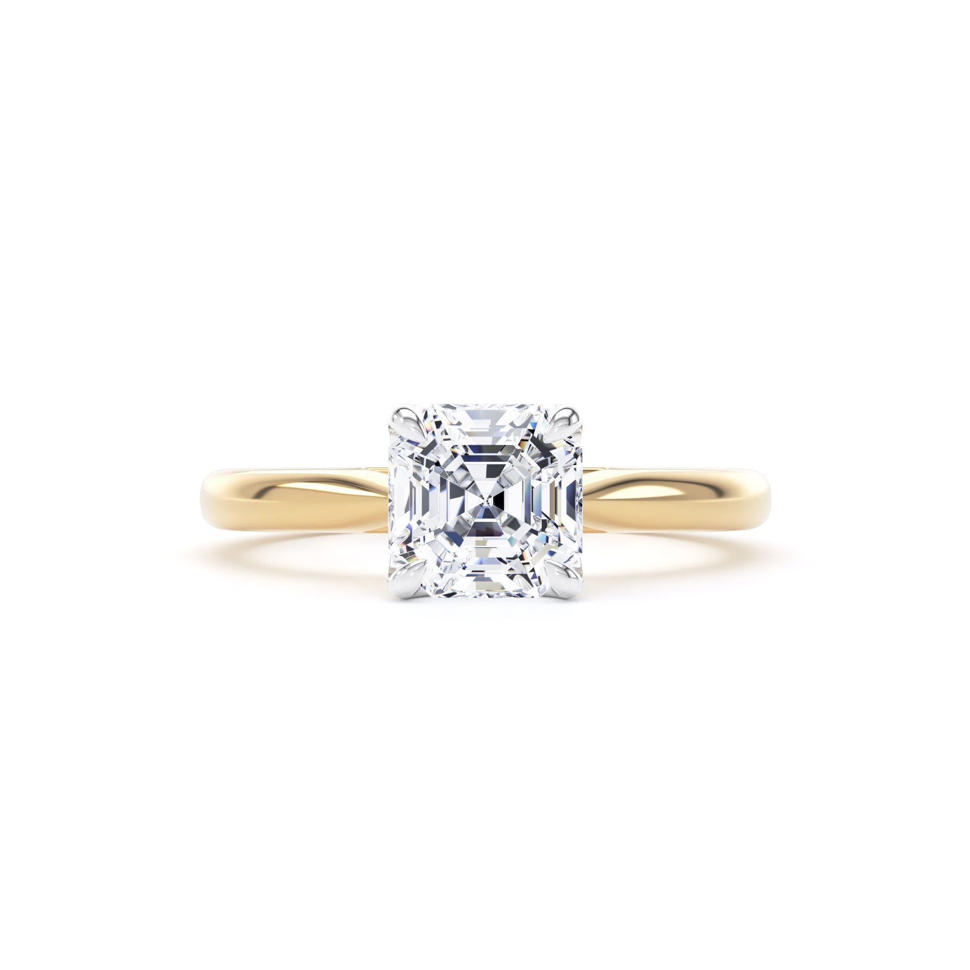 Goldsmiths 18ct Yellow Gold and Platinum 1.50cttw Asscher Cut Lab Grown Diamond Solitaire Engagement Ring - Ring Size K Goldsmiths 18ct Yellow Gold and Platinum 1.50cttw Asscher Cut Lab Grown Diamond Solitaire Engagement Ring - Ring Size K