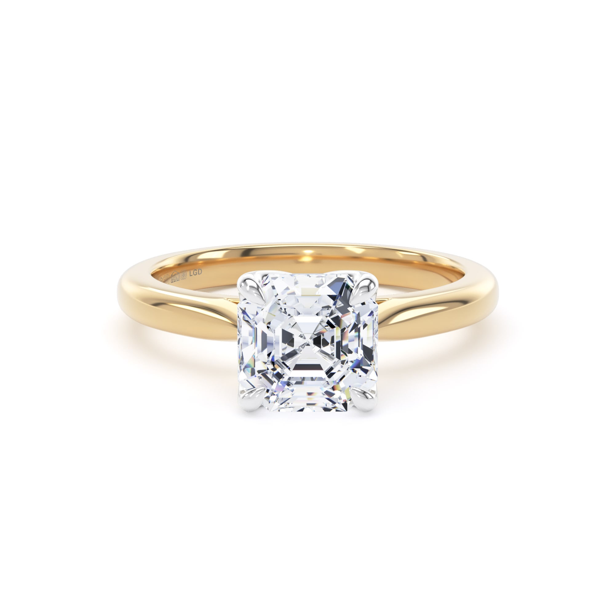 18ct Yellow Gold and Platinum 2.00cttw Asscher Cut Lab Grown Diamond Solitaire Engagement Ring