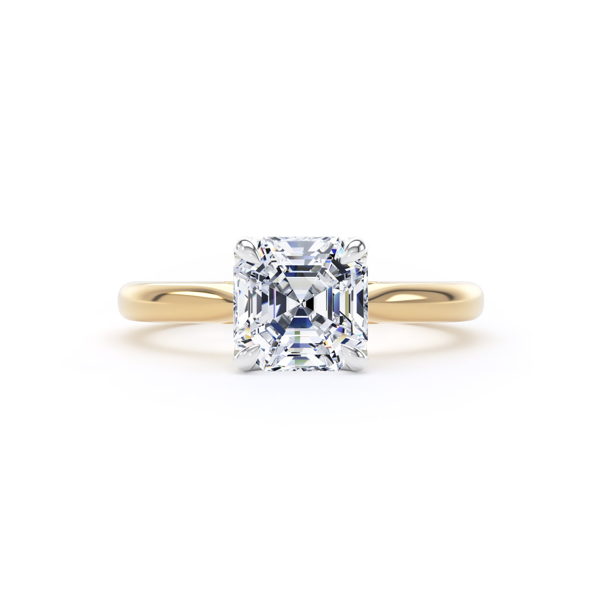 Goldsmiths 18ct Yellow Gold and Platinum 2.00cttw Asscher Cut Lab Grown Diamond Solitaire Engagement Ring - Ring Size G Goldsmiths 18ct Yellow Gold and Platinum 2.00cttw Asscher Cut Lab Grown Diamond Solitaire Engagement Ring - Ring Size G