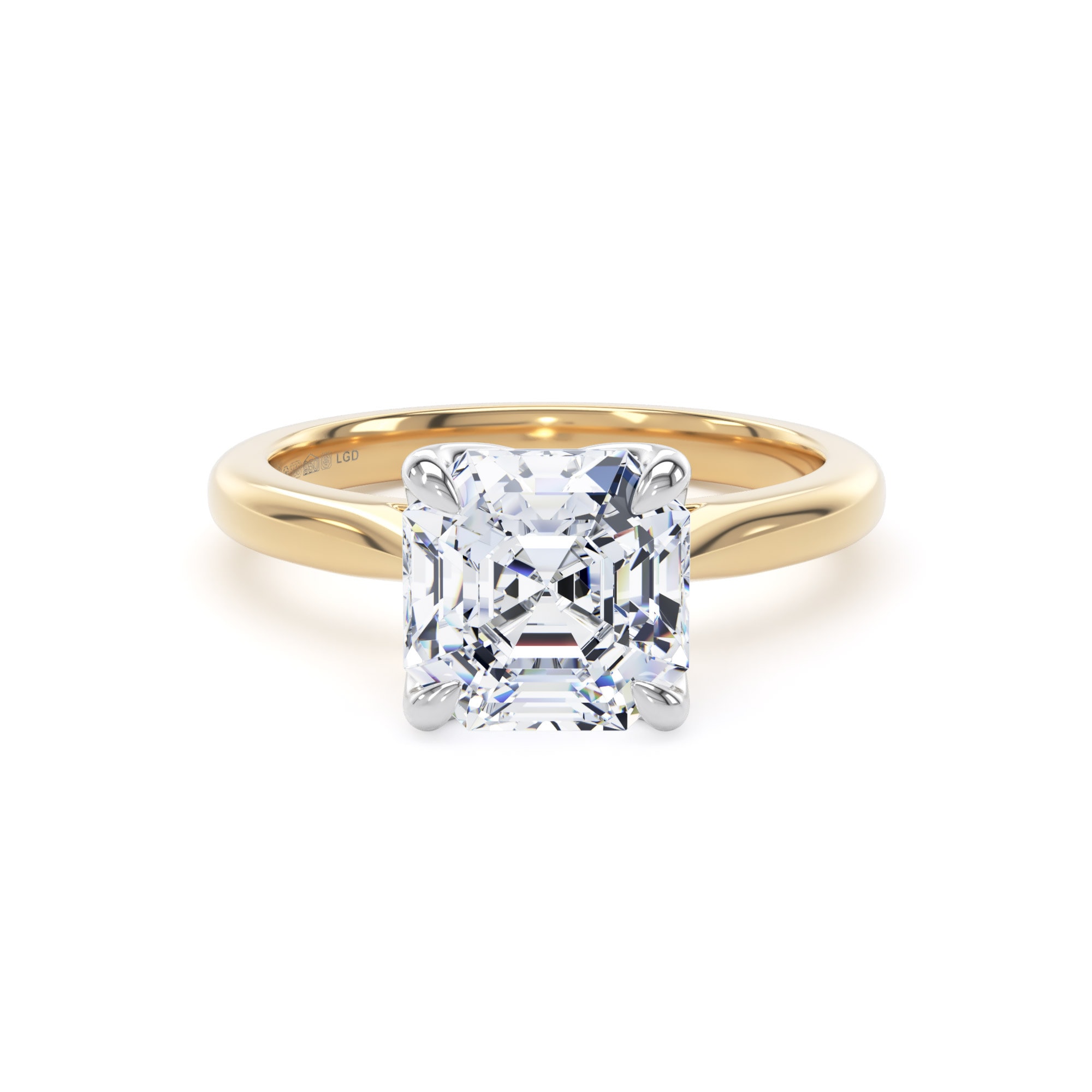 18ct Yellow Gold and Platinum 3.00cttw Asscher Cut Lab Grown Diamond Solitaire Engagement Ring