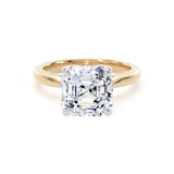 Goldsmiths 18ct Yellow Gold and Platinum 4.00cttw Asscher Cut Lab Grown Diamond Solitaire Engagement Ring - Ring Size H