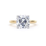 Goldsmiths 18ct Yellow Gold and Platinum 4.00cttw Asscher Cut Lab Grown Diamond Solitaire Engagement Ring - Ring Size H