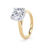 Goldsmiths 18ct Yellow Gold and Platinum 4.00cttw Asscher Cut Lab Grown Diamond Solitaire Engagement Ring - Ring Size H