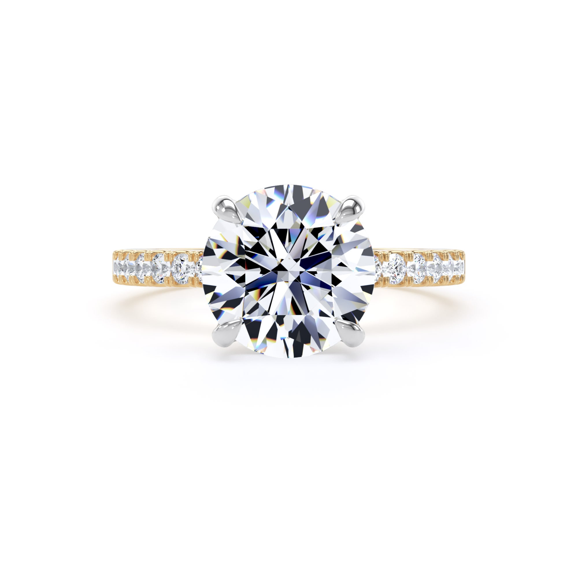 Goldsmiths 18ct Yellow Gold and Platinum 2.70cttw Round Lab Grown Diamond Set Shoulder Solitaire Engagement Ring - Ring Size X.5 Goldsmiths 18ct Yellow Gold and Platinum 2.70cttw Round Lab Grown Diamond Set Shoulder Solitaire Engagement Ring - Ring Size X.5