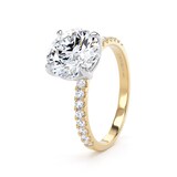 Goldsmiths 18ct Yellow Gold and Platinum 2.70cttw Round Lab Grown Diamond Set Shoulder Solitaire Engagement Ring - Ring Size W