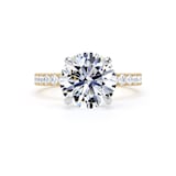 Goldsmiths 18ct Yellow Gold and Platinum 3.25cttw Round Lab Grown Diamond Set Shoulder Solitaire Engagement Ring - Ring Size Y
