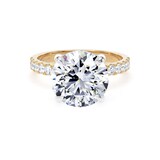 Goldsmiths 18ct Yellow Gold and Platinum 4.25cttw Round Lab Grown Diamond Set Shoulder Solitaire Engagement Ring - Ring Size F