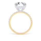 Goldsmiths 18ct Yellow Gold and Platinum 4.25cttw Round Lab Grown Diamond Set Shoulder Solitaire Engagement Ring - Ring Size F